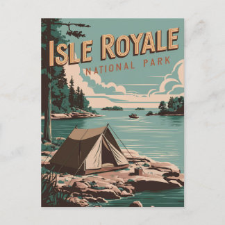 Cartão Postal De Festividades Vintage Isle Royale National Park Camping