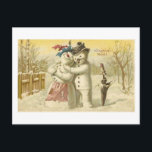 Cartão Postal De Festividades Vintage Joyeux Noel Snowman & Woman Card<br><div class="desc">Natais vintages Angel Key Chains. Vintage e retro imagens de Natal de todo o mundo. Papais noeis, crianças, árvores de Natal, brinquedos de vintage e muito mais. Muitos designs personalizáveis do Ã do â, " por favor, sintam-se livres para adicionar o seu próprio texto do Ã do â, " selecione...</div>
