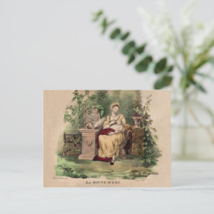 Cartão Postal De Festividades Vintage La Bonne Mere (A Boa Mãe), Restaurada