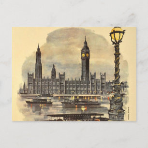 Cartão Postal De Festividades Vintage London Viagem Big Ben Parlamento
