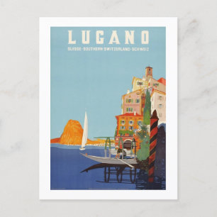 Cartão Postal De Festividades Vintage Lugano - Suiça italiana de resort