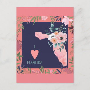 Cartão Postal De Festividades Vintage Map Florida EUA