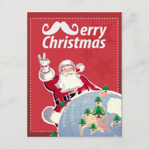 Cartão Postal De Festividades Vintage Merry Christmas Post Card with Santa Claus