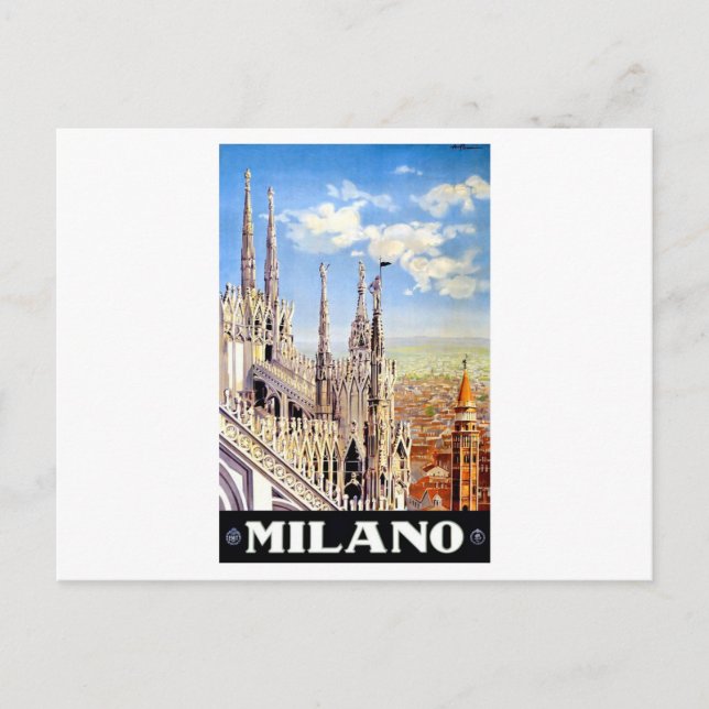 Cartão Postal De Festividades Vintage Milano Viagem (Frente)