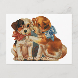 Cartão Postal De Festividades Vintage Namorados Cute Puppy Love, Dois Mutantes C
