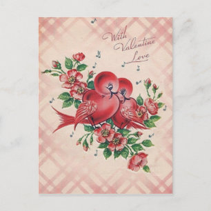 Cartão Postal De Festividades Vintage Namorados Love Birds