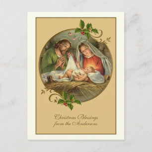 Cartão Postal De Festividades Vintage Natal Religioso Jesus Mary Joseph