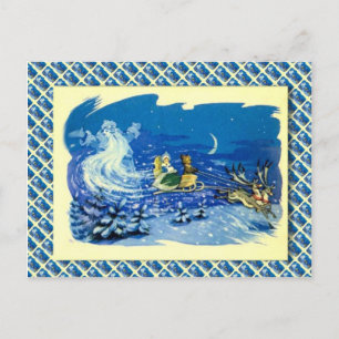 Cartão Postal De Festividades Vintage Natal russo, Papais noeis fantasmas