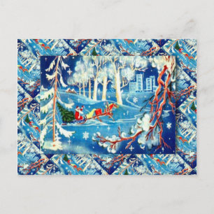 Cartão Postal De Festividades Vintage, Natal russo, viagem de Papais noeis