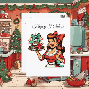 Cartão Postal De Festividades Vintage natalícia festiva As senhoras adicionam me
