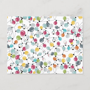 Cartão Postal De Festividades Vintage Neon Penguin Balões de Natal