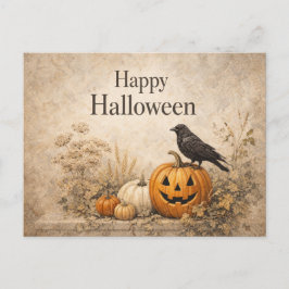 Cartão Postal De Festividades Vintage Orange Pumpkins Halloween