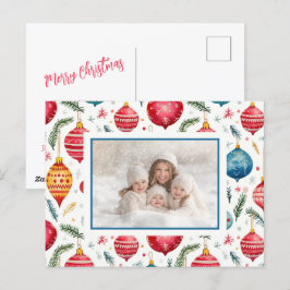 Cartão Postal De Festividades Vintage Ornaments de Natal Whimsical Foto