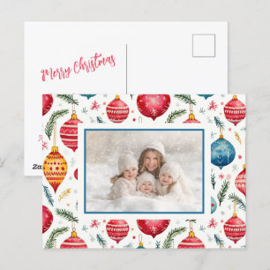 Cartão Postal De Festividades Vintage Ornaments de Natal Whimsical Foto