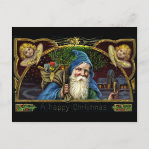 Cartão Postal De Festividades Vintage Papai Noel com Brinquedos 3