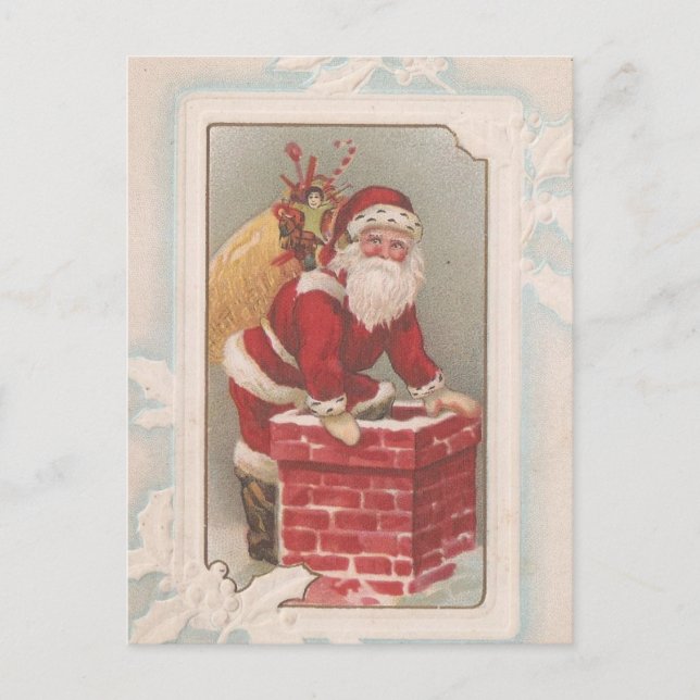 Cartão Postal De Festividades Vintage Papais noeis Natal (Frente)