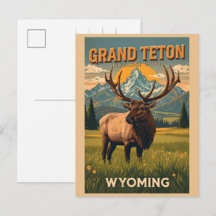 Cartão Postal De Festividades vintage Parque Nacional Grand Teton Wyoming Retro