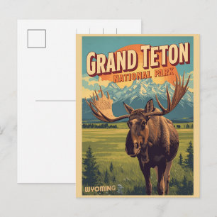 Cartão Postal De Festividades vintage Parque Nacional Grand Teton Wyoming Retro