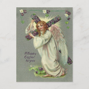 Cartão Postal De Festividades Vintage Páscoa Angel