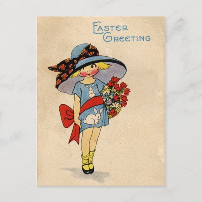 Cartão Postal De Festividades Vintage Páscoa Cutie (Frente)