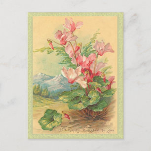 Cartão Postal De Festividades Vintage Páscoa Floral