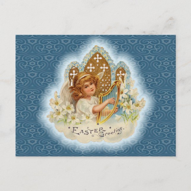 Cartão Postal De Festividades Vintage Páscoa Saudações Angel (Frente)