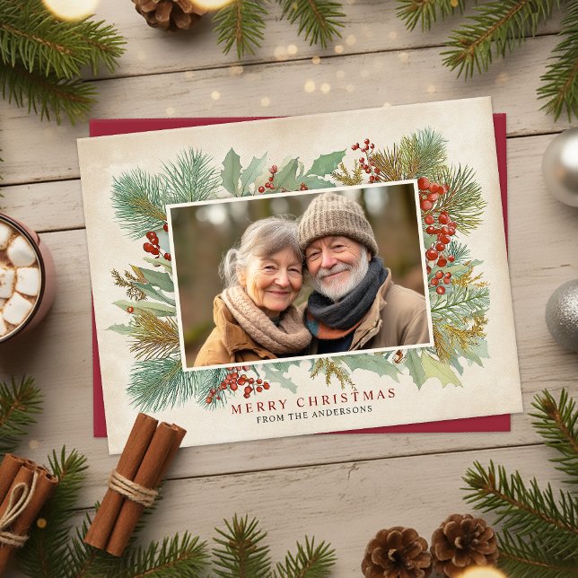 Cartão Postal De Festividades Vintage Photo Christmas Card (Vintage Photo Christmas Card)