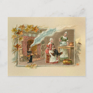 Cartão Postal De Festividades Vintage Pilgrim - Coração de Ação de Graças
