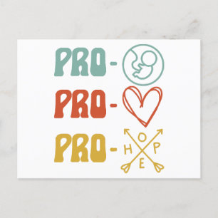 Cartão Postal De Festividades Vintage Pro-Life Pro-Love Pro-Hope