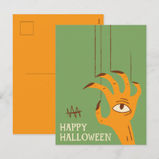 Cartão Postal De Festividades Vintage Puppet Halloween