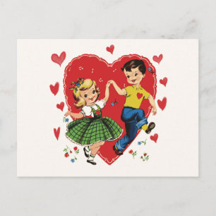 Cartão Postal De Festividades Vintage Puppy Love Children Namorados