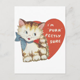 Cartão Postal De Festividades Vintage Purrfectly Kitty Valentine