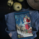 Cartão Postal De Festividades Vintage Red Christmas Eve Papais noeis presentes n<br><div class="desc">Este Cartão-postal de Natal Pensado,  Retro Natal Eve Winter Red,  Green and Blue Holiday com Papais noeis,  árvore de Natal,  Deers,  Moon e Gifts será perfeito para o seu cartões de natal. Você também pode encontrar outras designs neste ponto na minha loja.</div>
