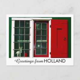 Cartão Postal De Festividades Vintage Red Green White Window Photo