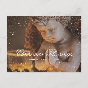 Cartão Postal De Festividades Vintage Religião Christian Angel Snow Natal