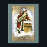 Cartão Postal De Festividades Vintage Reproduction Papai Noel<br><div class="desc">Ilustração de Jolly Old Rua, Nick, ou Papai Noel como conhecemos e amamos, enquanto dirige uma chaminé com presentes! Cartões de Natal maravilhosos dão uma sensação de diversão antiquada. Disponível em dois tamanhos de cartões com envelopes ou postais. Comprar um ou cem ou mais! Quando você comprar em massa você...</div>