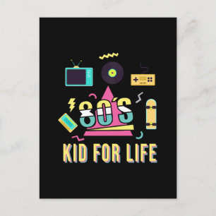 Cartão Postal De Festividades Vintage Retro anos 80 Kid para Life 1980s Legal Ei