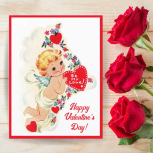 Cartão Postal De Festividades Vintage Retro Cupid Angel Seja Meu Namorados De Am