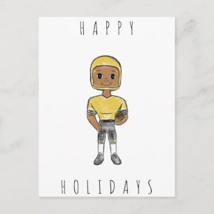Cartão Postal De Festividades vintage retro jogador de futebol negro amarelo sim