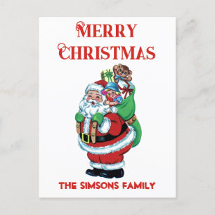 Cartão Postal De Festividades Vintage Retro Jolly Papais noeis Feliz Natal