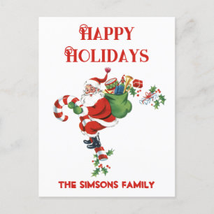 Cartão Postal De Festividades Vintage Retro Jolly Papais noeis Feliz Natal