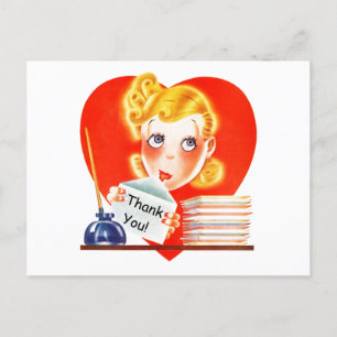 Cartão Postal De Festividades Vintage Retro Obrigado por enviar o PC de gratidão