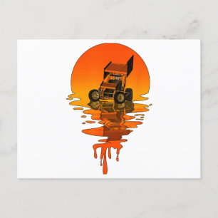 Cartão Postal De Festividades Vintage Retro Style Sprint Car