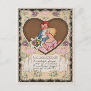 Cartão Postal De Festividades Vintage Retro Victorian Casal Hearts Namorados Ca
