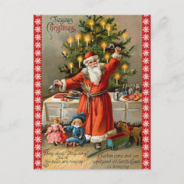 Cartão Postal De Festividades Vintage Ringing Bell Classic Papais noeis Natal