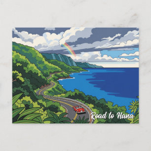 Cartão Postal De Festividades Vintage Road para hana Maui Hawaii Viagem