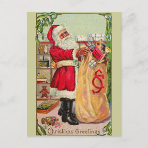 Cartão Postal De Festividades Vintage Santa Claus