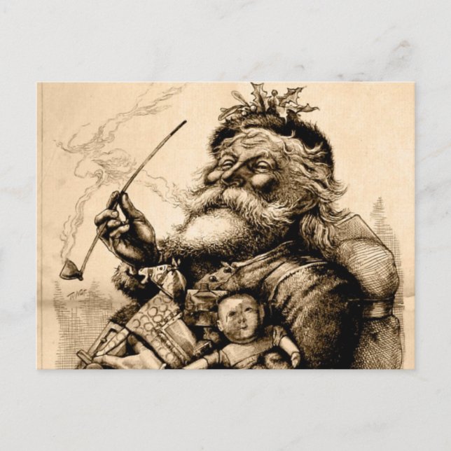 Cartão Postal De Festividades Vintage Santa Claus (Frente)