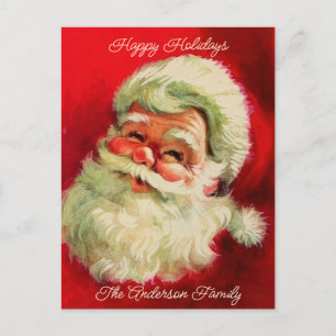 Cartão Postal De Festividades Vintage Santa Claus Face Personalizada