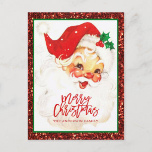 Cartão Postal De Festividades Vintage Santa Claus Natal Vermelhos